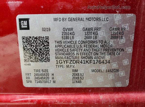 1GYFZDR41KF176434 2019 CADILLAC XT4 Burgundy 
