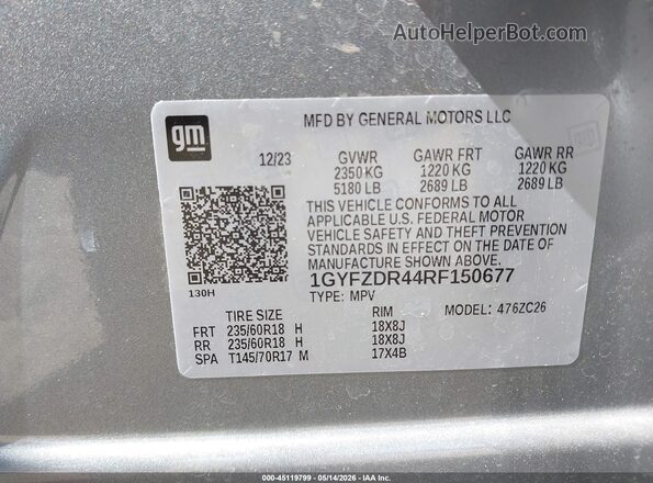 1GYFZDR44RF150677 2024 CADILLAC XT4 Silver Engine compartment view