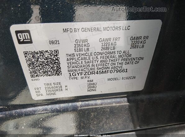 1GYFZDR45MF079661 2021 CADILLAC XT4 Blue Widok komory silnika