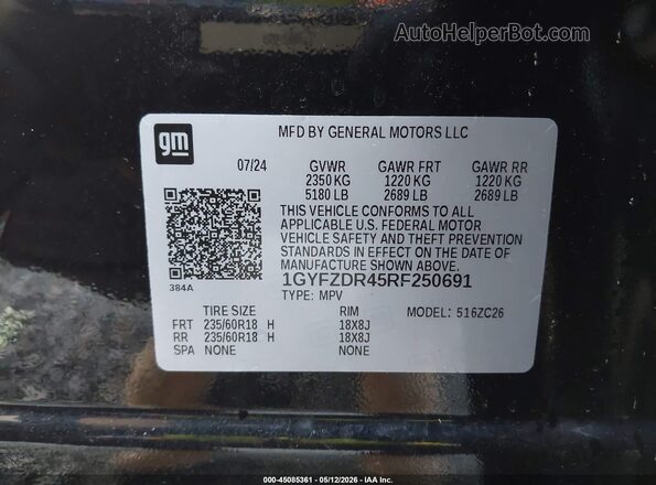 1GYFZDR45RF250691 2024 CADILLAC XT4 Black Вид підкапотного простору
