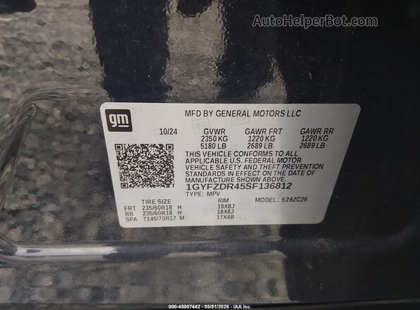 1GYFZDR45SF136812 2025 CADILLAC XT4 Blue Widok komory silnika