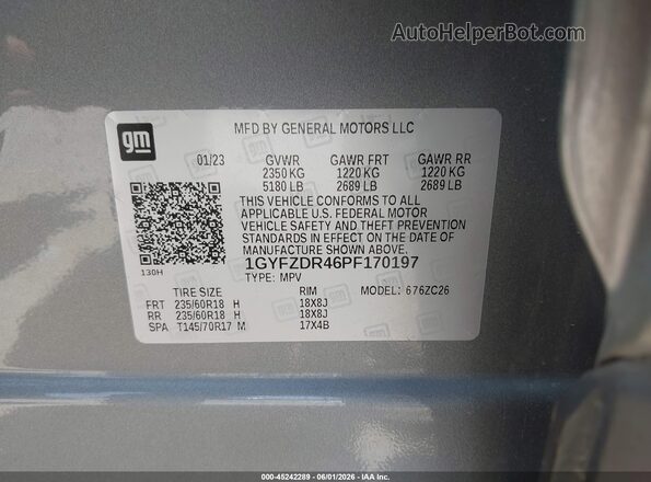 1GYFZDR46PF170197 2023 CADILLAC XT4 Серебряный Вид подкапотного пространства
