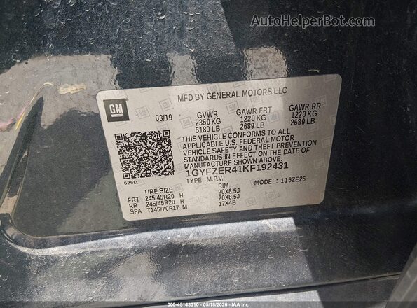 1GYFZER41KF192431 2019 CADILLAC XT4 Black ძრავის განყოფილების ხედი