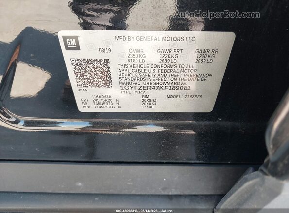 1GYFZER47KF189081 2019 CADILLAC XT4 Black Engine compartment view