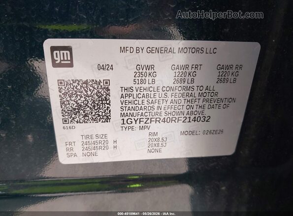 1GYFZFR40RF214032 2024 CADILLAC XT4 Green Вид підкапотного простору