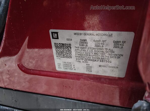 1GYFZFR41KF187591 2019 CADILLAC XT4 Red Շարժիչի բաժամունքի տեսք