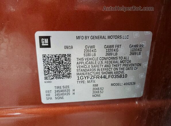 1GYFZFR44LF035810 2020 CADILLAC XT4 Brown 