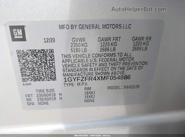1GYFZFR4XMF054086 2021 CADILLAC XT4 Silver ძრავის განყოფილების ხედი