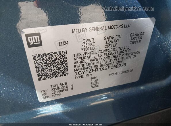 1GYFZFR4XSF150278 2025 CADILLAC XT4 Blue Շարժիչի բաժամունքի տեսք