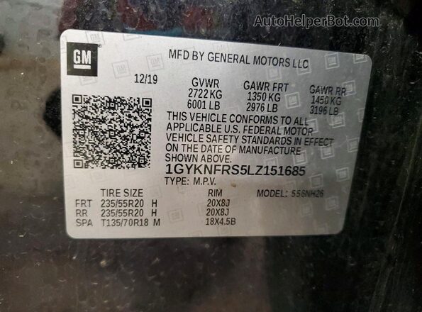 1GYKNFRS5LZ151685 2020 CADILLAC XT5 Черный Панорамный вид салона 360°