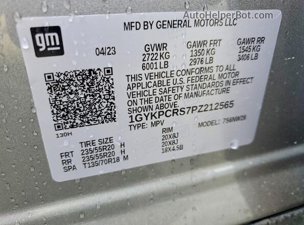 1GYKPCRS7PZ212565 2023 CADILLAC XT6 Silver Vista interior de 360 grados