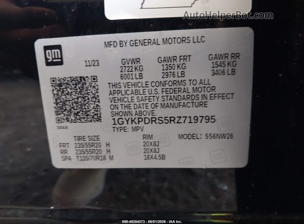 1GYKPDRS5RZ719795 2024 CADILLAC XT6 Black ძრავის განყოფილების ხედი