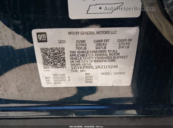 1GYKPRRL1RZ115246 2024 CADILLAC OTHER Зеленый Вид подкапотного пространства