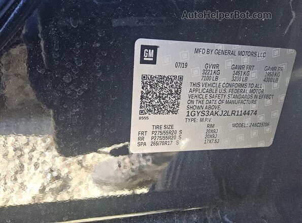 1GYS3AKJ2LR114474 2020 CADILLAC ESCALADE Black 