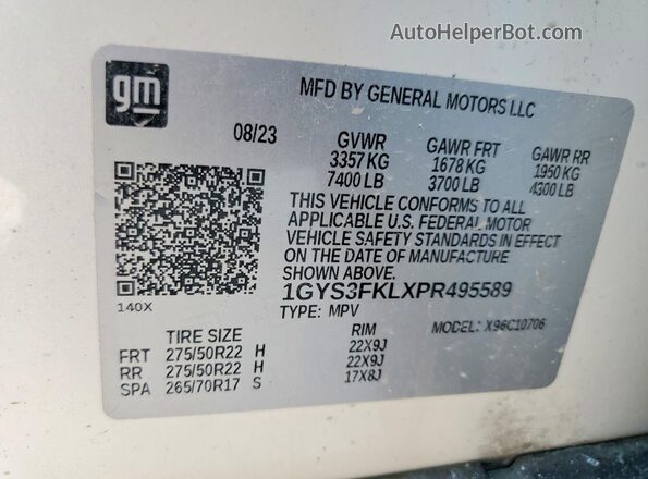 1GYS3FKLXPR495589 2023 CADILLAC ESCALADE White 