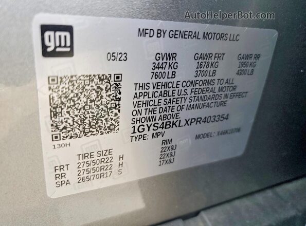 1GYS4BKLXPR403354 2023 CADILLAC ESCALADE Silver სალონის 360-გრადუსიანი ხედი