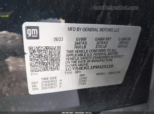 1GYS4EKL1PR425129 2023 CADILLAC ESCALADE Black 