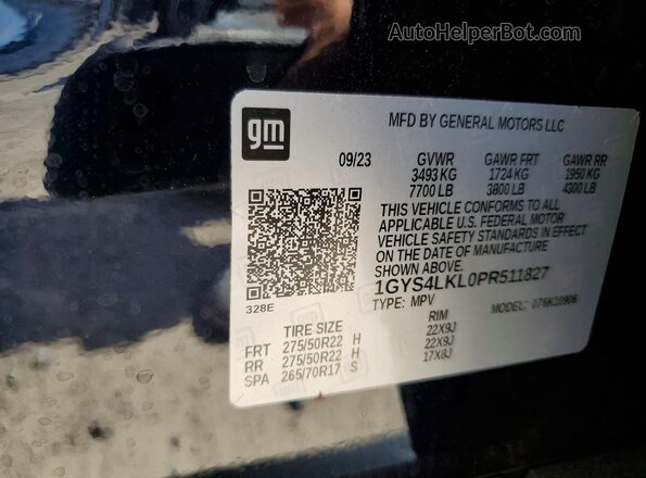 1GYS4LKL0PR511827 2023 CADILLAC ESCALADE Blue VIN կոդի պիտակի տեսք