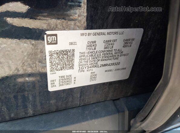 1GYS4RKL2MR439320 2021 CADILLAC ESCALADE Черный Вид подкапотного пространства