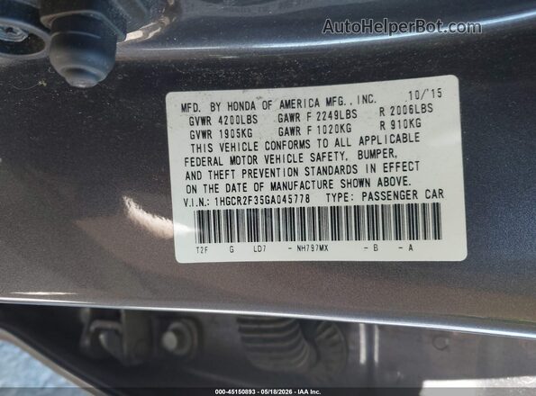 1HGCR2F35GA045778 2016 HONDA ACCORD Green 