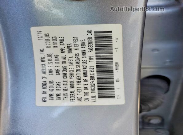 1HGCR2F48HA075593 2017 HONDA ACCORD Gray 