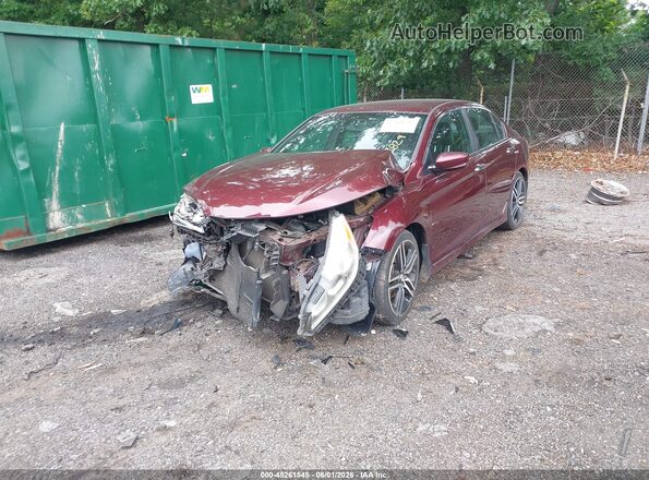 1HGCR2F52GA202829 2016 HONDA ACCORD Burgundy წინა მარცხენა ხედი სამი მეოთხედიდან