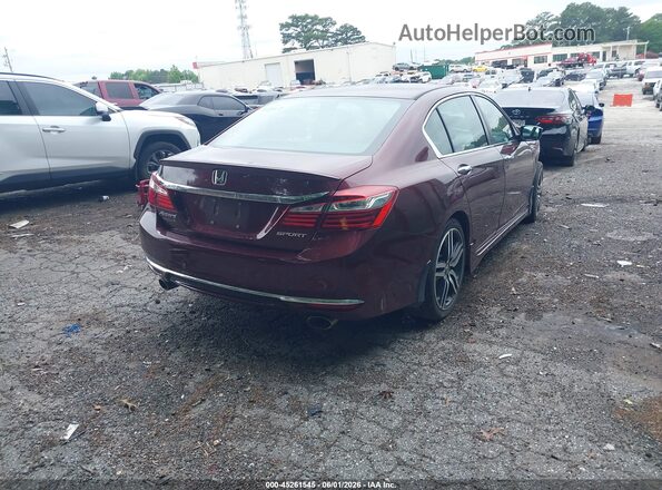 1HGCR2F52GA202829 2016 HONDA ACCORD Burgundy უკანა მარჯვენა