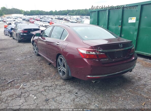 1HGCR2F52GA202829 2016 HONDA ACCORD Burgundy უკანა მარცხენა
