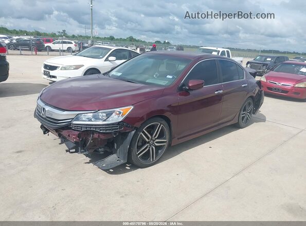 1HGCR2F54GA040900 2016 HONDA ACCORD Burgundy Передня ліва чверть