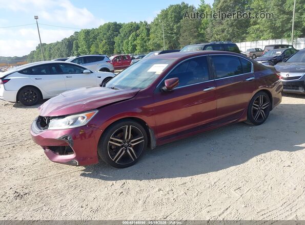 1HGCR2F55GA116026 2016 HONDA ACCORD Burgundy წინა მარცხენა ხედი სამი მეოთხედიდან