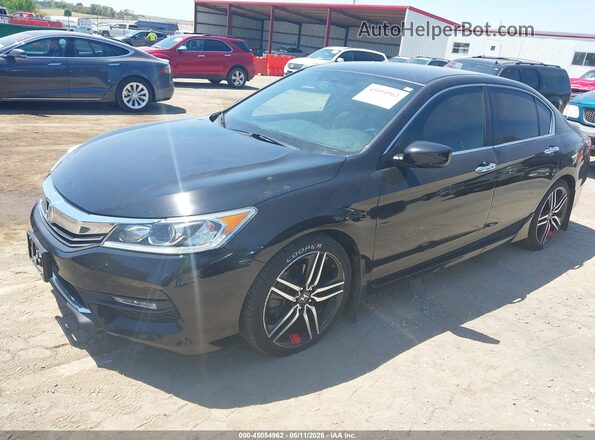1HGCR2F56GA137693 2016 HONDA ACCORD Black Vista tres cuartos delantera izquierda