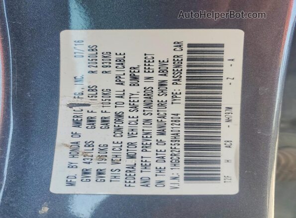 1HGCR2F59HA012804 2017 HONDA ACCORD Gray 