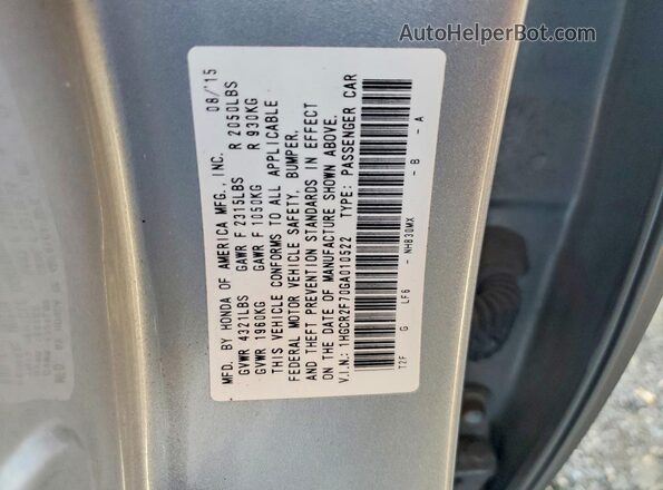 1HGCR2F70GA010522 2016 HONDA ACCORD Серебряный Вид подкапотного пространства