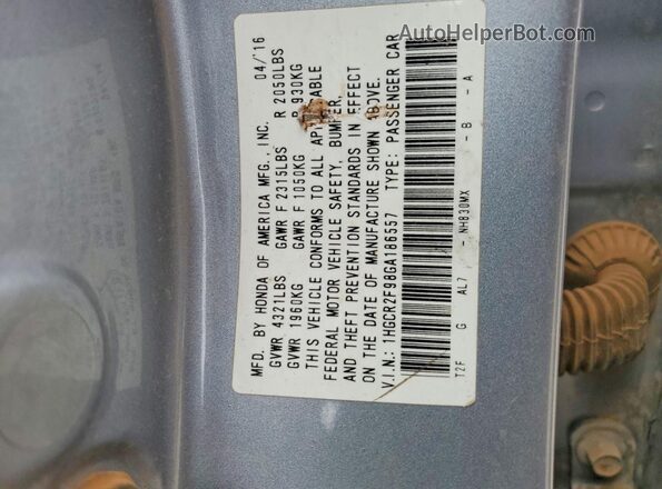 1HGCR2F98GA186557 2016 HONDA ACCORD Gray 
