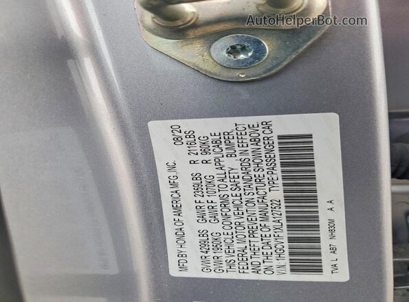 1HGCV1F1XLA127522 2020 HONDA ACCORD Silver 
