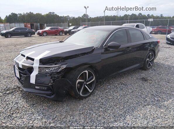 1HGCV1F30KA085331 2019 HONDA ACCORD Черный Передняя левая четверть