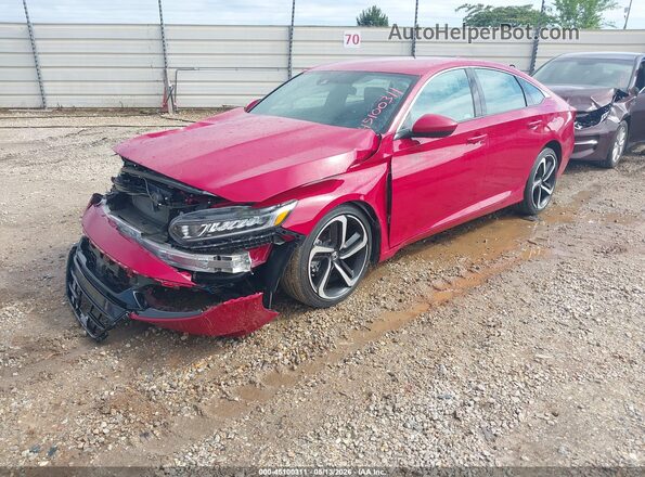 1HGCV1F31KA012145 2019 HONDA ACCORD Red Առջևի ձախ երեք քառորդ տեսարան