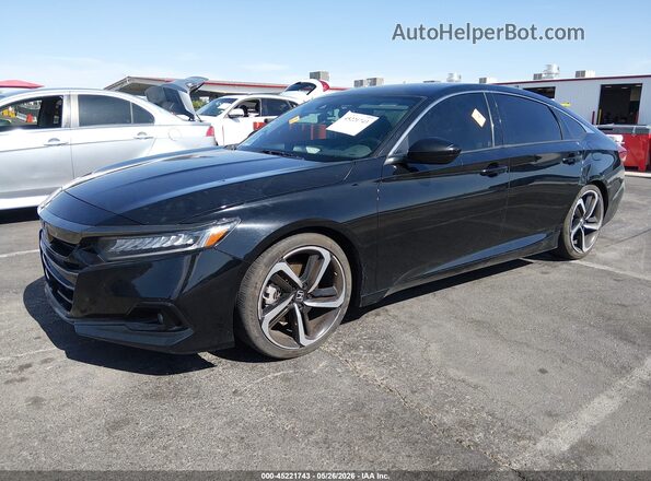 1HGCV1F31MA031779 2021 HONDA ACCORD Черный Передняя левая четверть