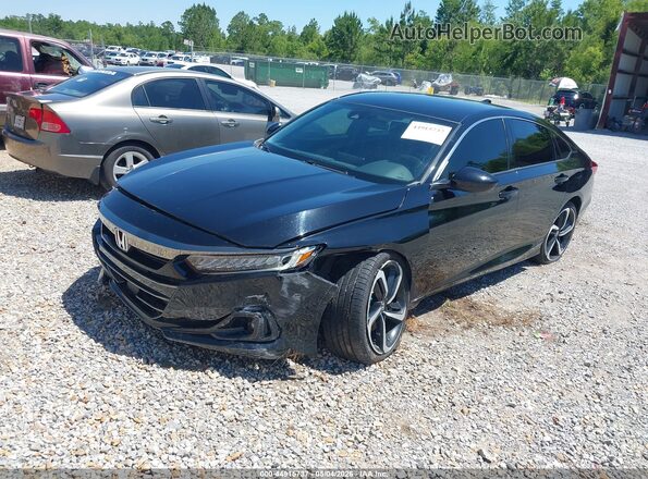 1HGCV1F32MA032813 2021 HONDA ACCORD Черный Передняя левая четверть