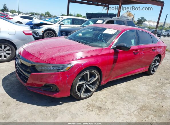 1HGCV1F32MA101435 2021 HONDA ACCORD Red Առջևի ձախ երեք քառորդ տեսարան