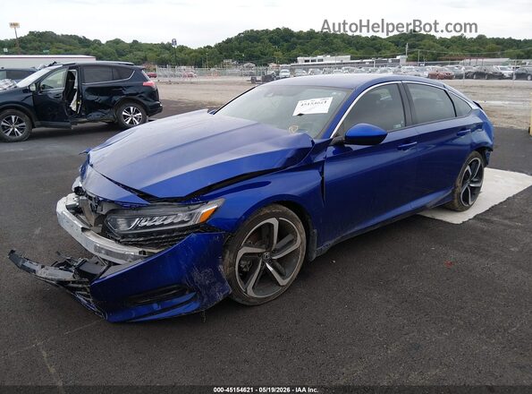 1HGCV1F34KA094064 2019 HONDA ACCORD Blue Передня ліва чверть