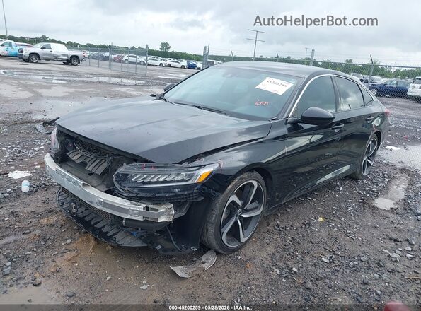 1HGCV1F34MA086601 2021 HONDA ACCORD Black წინა მარცხენა ხედი სამი მეოთხედიდან