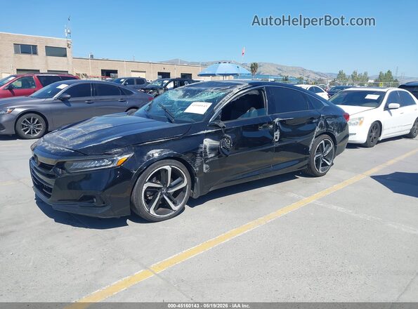 1HGCV1F34MA110184 2021 HONDA ACCORD Black Передня ліва чверть