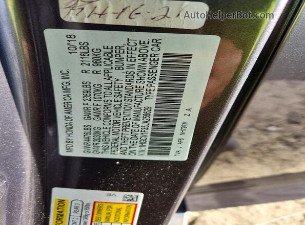 1HGCV1F35JA258629 2018 HONDA ACCORD Gray Vista de la etiqueta del VIN