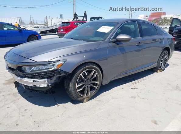 1HGCV1F35JA263992 2018 HONDA ACCORD Gray Առջևի ձախ երեք քառորդ տեսարան