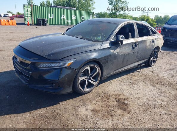 1HGCV1F36NA110267 2022 HONDA ACCORD Черный Передняя левая четверть