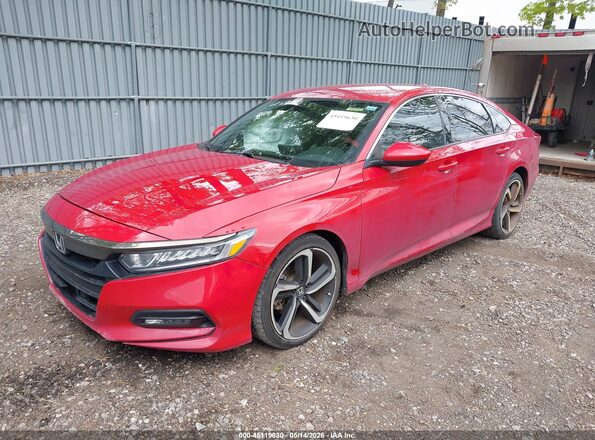 1HGCV1F37KA118132 2019 HONDA ACCORD Красный Передняя левая четверть