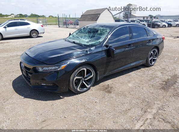 1HGCV1F37KA177326 2019 HONDA ACCORD Черный Передняя левая четверть