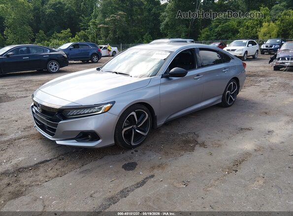1HGCV1F37MA072353 2021 HONDA ACCORD Silver Առջևի ձախ երեք քառորդ տեսարան