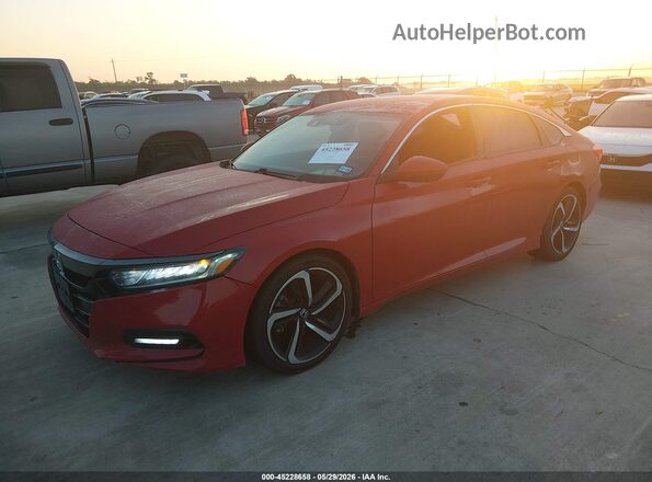 1HGCV1F38KA062993 2019 HONDA ACCORD Red წინა მარცხენა ხედი სამი მეოთხედიდან